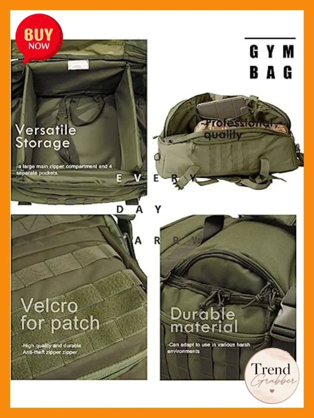3-in-1 Military Backpack Travel Duffel 85L Nylon Weekender Gym Bag